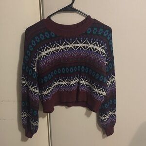 American Eagle cropped Multicolor Patterned Sweater